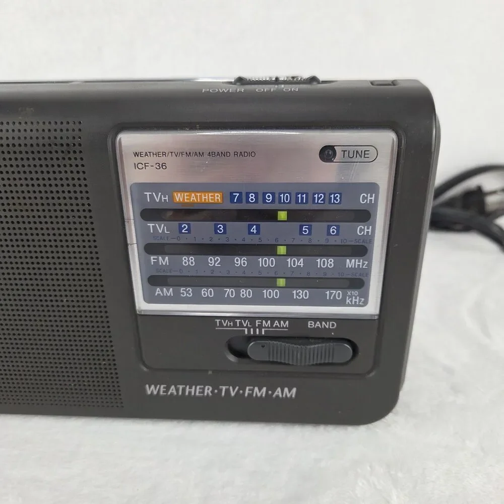Vintage Sony ICF-36 Weather TV FM AM 4 Band Portable Radio Tested Working